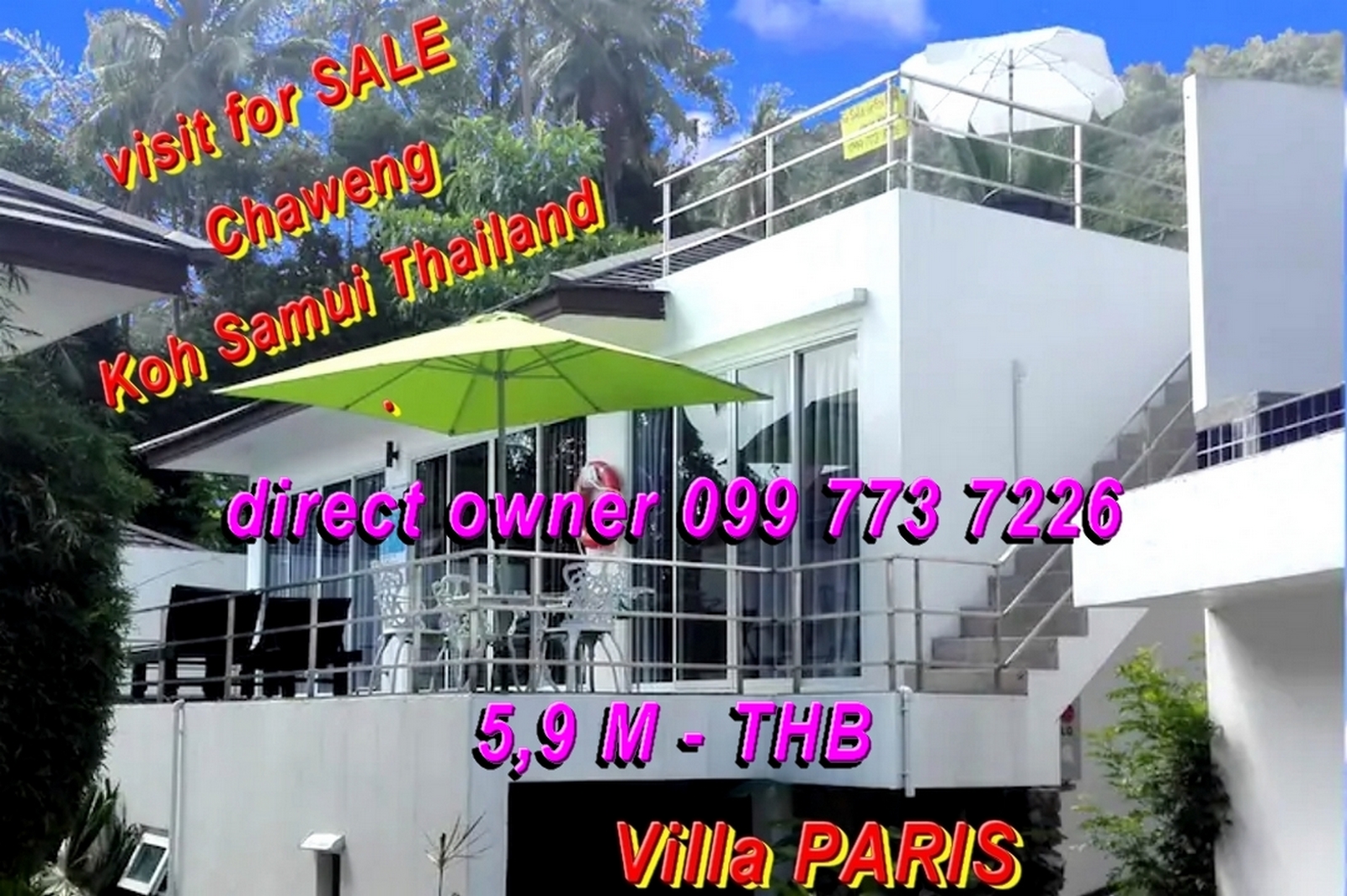 sale direct owner villa Paris pool 3 bedroom buy price -- 5,9 M THB  phone 099 773 7226 